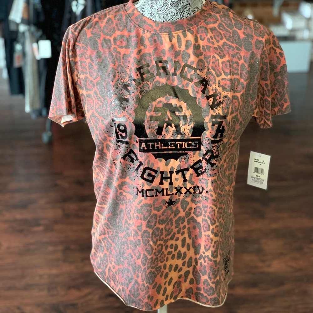 American fighter Cheetah print T-shirt